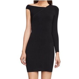 BCBGMAXAZRIA Mixed Media Asymmetric Jersey Dress